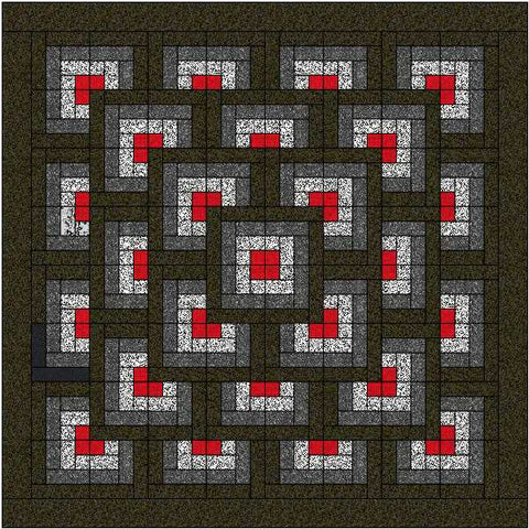 Quilt Kit/Red/black/white/Lots of Boxes Queen/Pre-cut Fabrics Ready To Sew