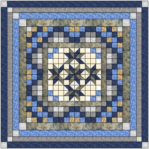 Nine Patch Starlily Blue & Brown/Precut Fabrics Ready To Sew