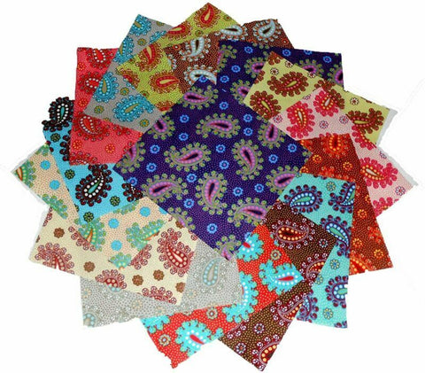 74 4" Quilting Fabric Sqs/Beautiful Poppin' Paisley