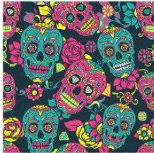 Digitally Printed "Sugar Skulls Shuffle" by MDG by the yard!!!!