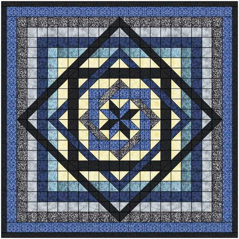 Easy Quilt Kit Tumbling Star/Blue and Blacks/Precut/Ready to Sew!!