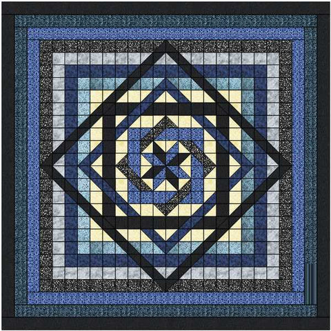 Easy Quilt Kit Tumbling Star Queen/Blue and Blacks/Precut/Ready to Sew!!