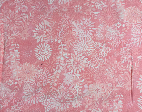 108 Inch Pink Batik Tonal Floral Quilt Backing 3 Yard Piece Seamless/ with (4) 2 1/2" Binding Strips
