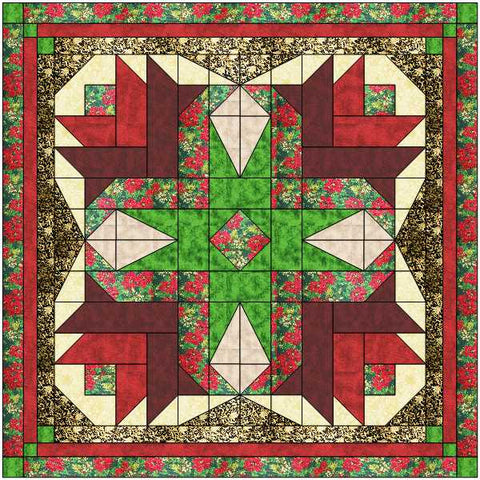Easy Quilt Kit Christmas Poinsettia /Precut/Ready to Sew!!
