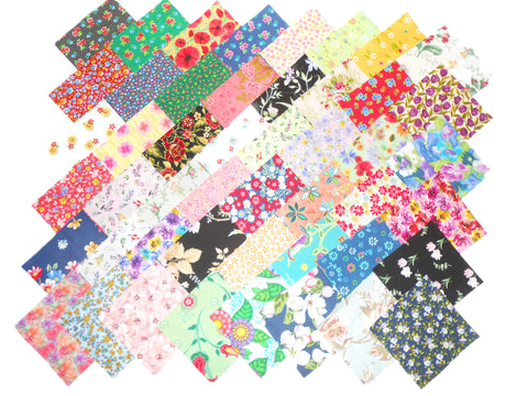 48 4" Quilting Fabric Sqs/Beautiful Among the Flowers Charm Pack-NO DUPES-NEW
