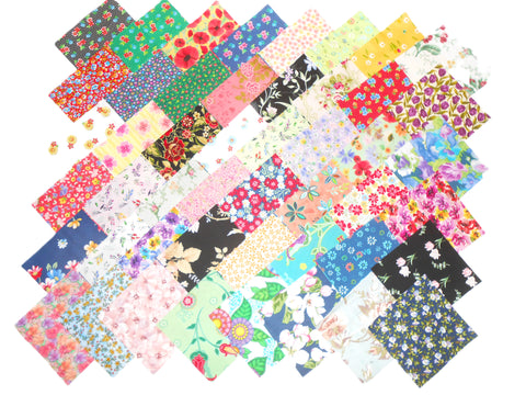 48 5" Quilting Fabric Squares/ Among the Flowers, Florals! NO DUPES!