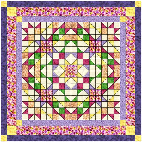 Easy Quilt Kit Floral Illusions/Precut 69" X 69"/Ready to Sew