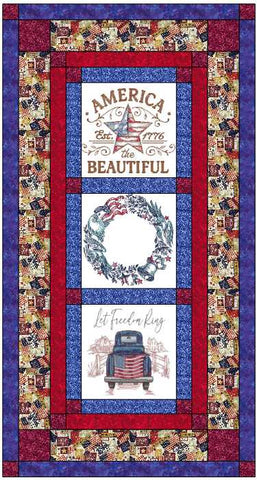 Quilt Kit Table Runner/Summer/Happy 4th of JulyReady2Sew/w Finished Embroidery Blocks (Copy)