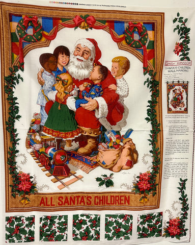 All Santa's Children Wall Hanging/Quilt Panel 30" X 40" with backing