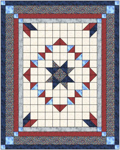Quilt Kit Patriotic Pinwheel Star Twin Precut  Fabric and Tonals