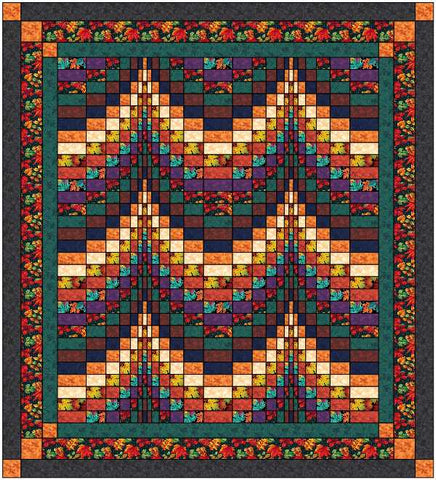 Quilt Kit Autumn Leaves Bargello  with Autumn strips Fabric/Strip Bargello