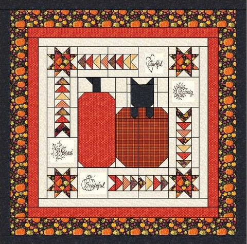 Quilt Kit Black Cat and a Pumpkin Patch Autumn, Halloween/Precut/Ready to Sew!!