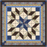 Quilt Kit Carpenter Wheel/ Blue and Brown/Pre-cut Fabric