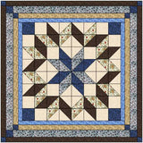 Quilt Kit Carpenter Wheel/ Blue and Brown/Pre-cut Fabric