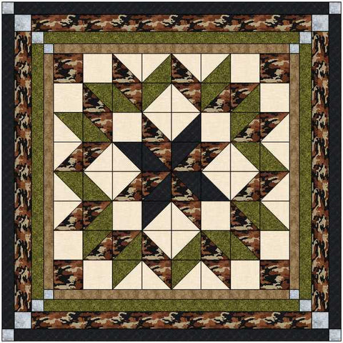 Quilt Kit Carpenter Wheel/ Hunter's Lodge Queen Size/Pre-cut Fabric