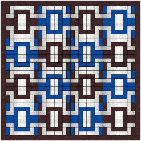Quilt Kit/Chained Nuetral/Blue, Brown,Cream/Pre-cut Fabrics Ready to Sew