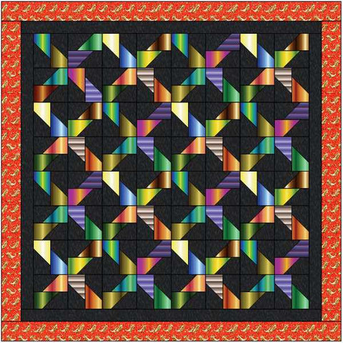 Precut Quilt Kit Chasing Rainbows with Benartex Gradations Fabric and Bali Trim