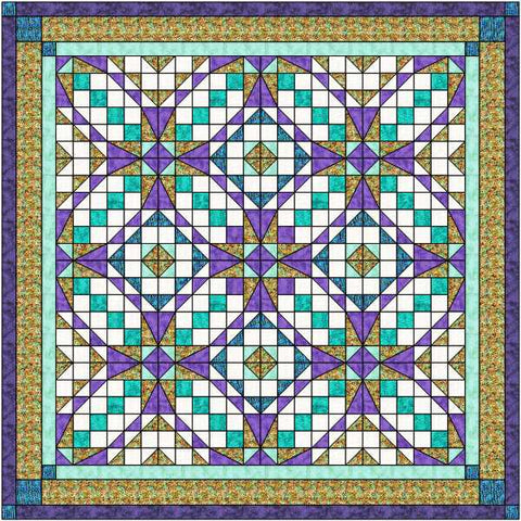 Quilt Kit  Clear Reflections Purple & Green Queen/Precut/Ready to Sew!!