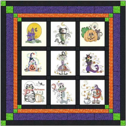 Quilt Kit/Country Halloween/Ready2Sew/w Finished Embroidery Blocks