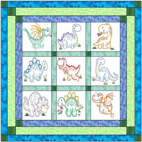 Quilt Kit/Dinosaur Jungle Embroidery Quilt Kit/Precut Fabric Ready2Sew