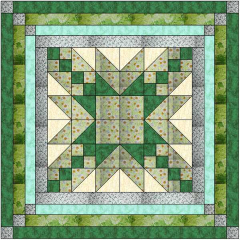 Elegant Star Shades of Green Quilt kit