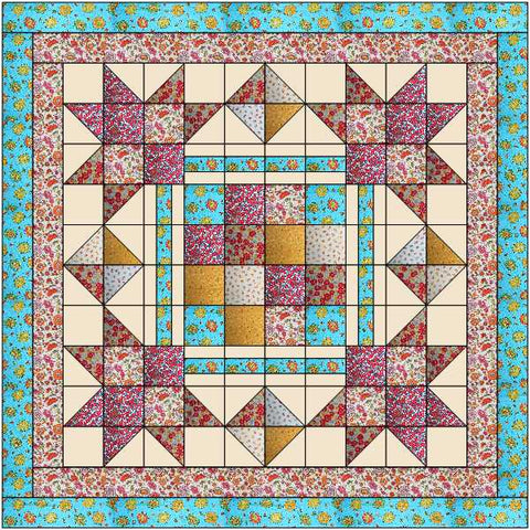 Quilt Kit Floral Bouquet Town  Square Lap Quilt/Benartex/Pre Cut & Ready to Sew!!