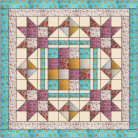 Quilt Kit Floral Bouquet Town  Square Lap Quilt/Benartex/Pre Cut & Ready to Sew!!