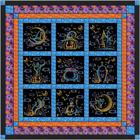 Quilt Kit Halloween Spooky Friends/Ready2Sew/w Finished Embroidery Blocks