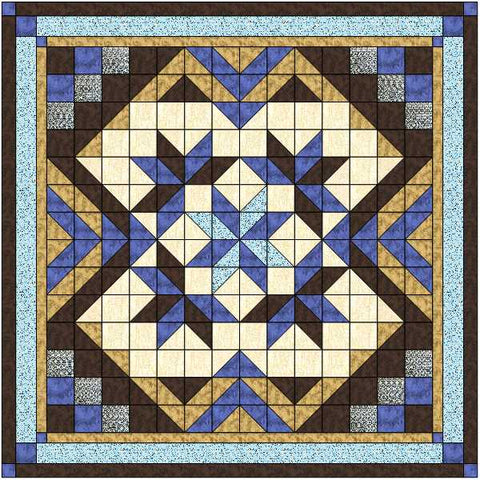 Easy Quilt Kit Heavens Variation Blue/Brown/Precut/Ready to Sew