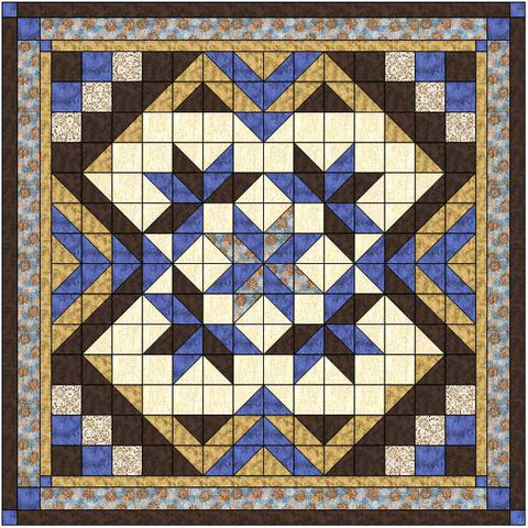 Easy Quilt Kit Heavens Variation Blue/Brown/Precut/Ready to Sew