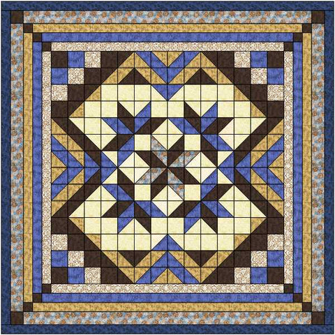 Easy Quilt Kit Heavens Variation Queen Blue/Brown/Precut/Ready to Sew