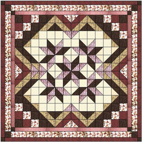 Easy Quilt Kit Heavens Variation Burgandy, Rose, Brown/Precut/Ready to Sew!!