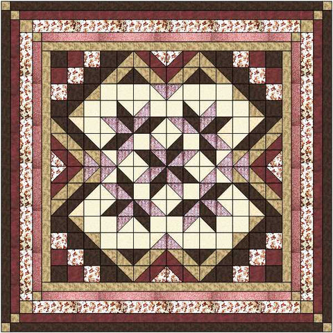 Easy Quilt Kit Heavens Variation Burgandy, Rose, Brown/Queen/Precut/Ready to Sew!!