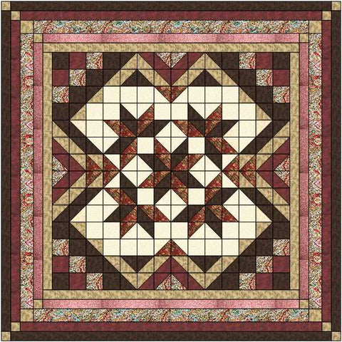 Easy Quilt Kit Heavens Variation Burgandy, Rose, Brown/Queen/Precut/Ready to Sew!!