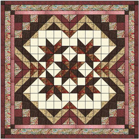 Easy Quilt Kit Heavens Variation Burgandy, Rose, Brown/Precut/Ready to Sew!!