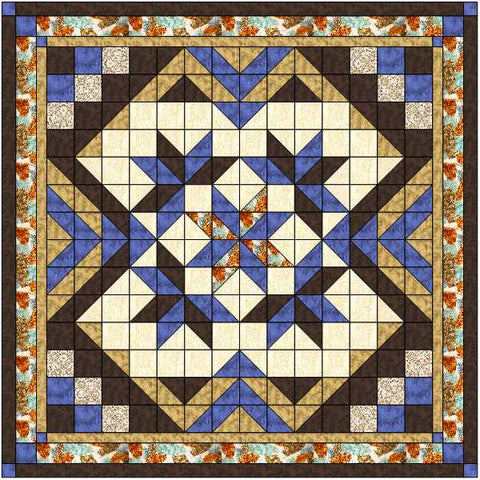 Easy Quilt Kit Heavens Variation Blue/Brown/Precut/Ready to Sew