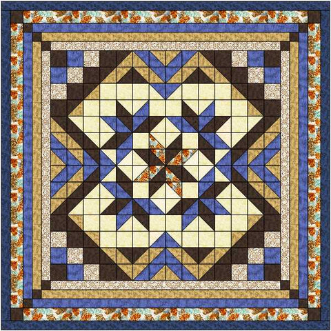 Easy Quilt Kit Heavens Variation Queen Blue/Brown/Precut/Ready to Sew