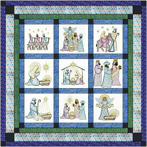 Quilt Kit O' Holy Night/Ready2Sew/w Finished Embroidery Blocks