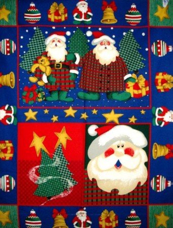 Jolly Santa Quilt Panel 36" X 43" with Backing