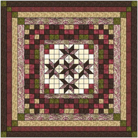 Nine Patch Starlily Burgandy & Brown/Precut Fabrics Ready To Sew