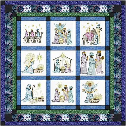 Quilt Kit O' Holy Night/Ready2Sew/w Finished Embroidery Blocks
