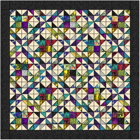 Quilt Kit Painted Sky with Paula Nadelstern's Poured Colour Fabrics by Benartex Queen Size