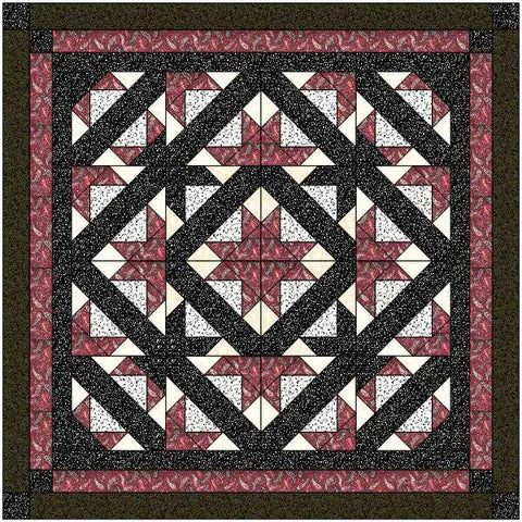 Easy Quilt Kit Path to the Stars Red/Black/White /Precut/Ready to Sew