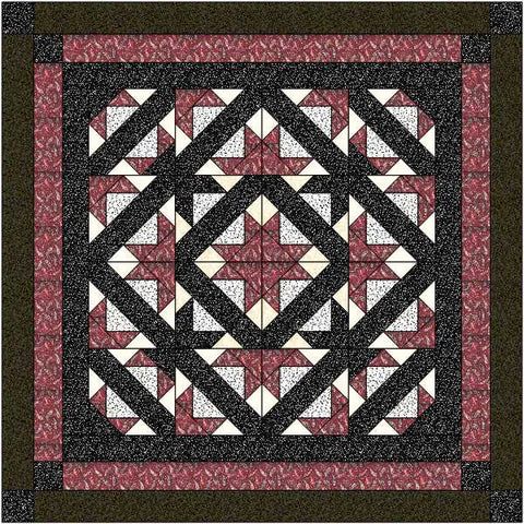 Easy Quilt Kit Path to the Stars Red/Black/White /Queen/Precut/Ready to Sew