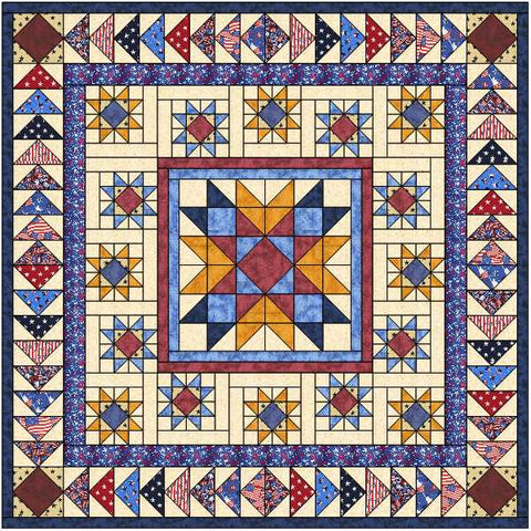 Patriotic Star Parade Quilt Kit 73" X 73"/Pre-cut Fabrics Ready To Sew