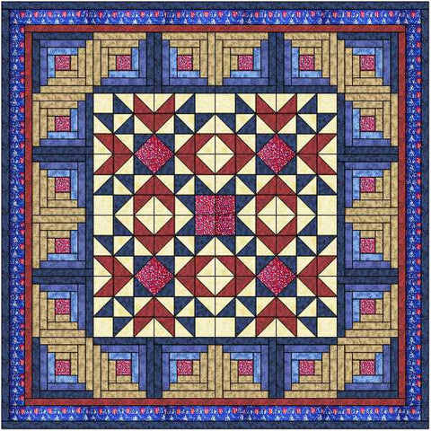 Quilt Kit/Patriotic Stars and Stripes/Red White Blue/Pre-cut Fabric Ready To Sew/Full