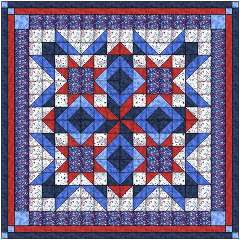 Quilt Kit/Rockets Red GlarePatriotic Red White Blue/Pre-cut Fabric Ready To Sew