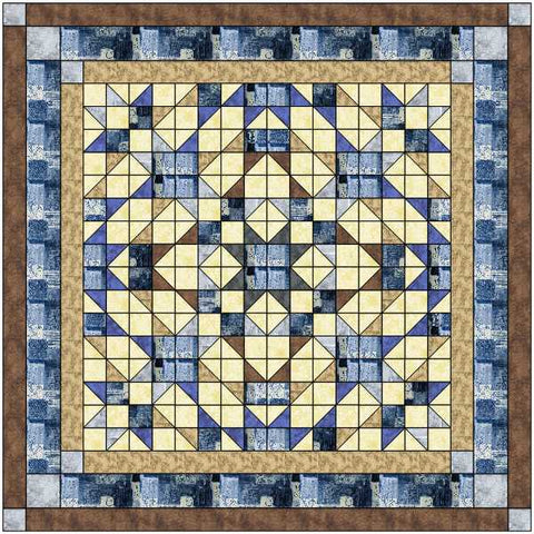 Easy Quilt Kit Shadow Illusion Blue and Brown /Precut/Ready to Sew!!