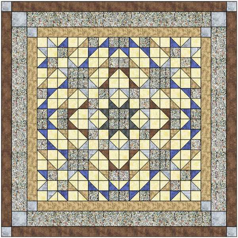 Easy Quilt Kit Shadow Illusion Blue and Brown /Precut/Ready to Sew!!