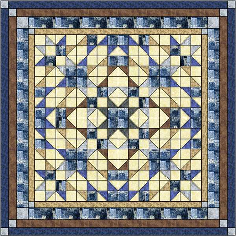 Easy Quilt Kit Shadow Illusion Queen size Blue and Brown /Precut/Ready to Sew!!
